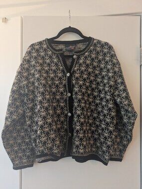 Sjaeveland of Norway 100% Wool Vintage Women's Holiday Cardigan Size Medium